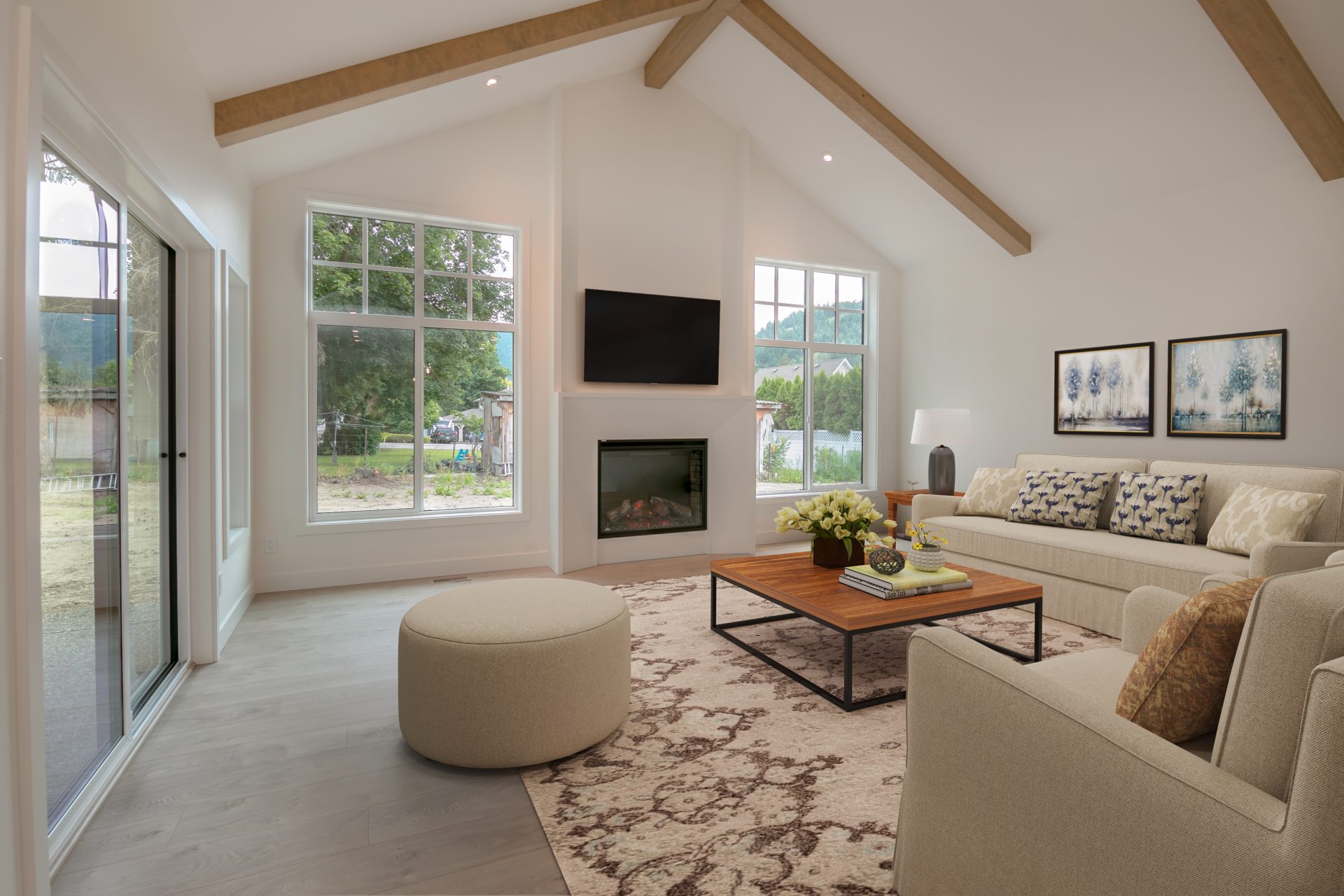 Living room in a custom home